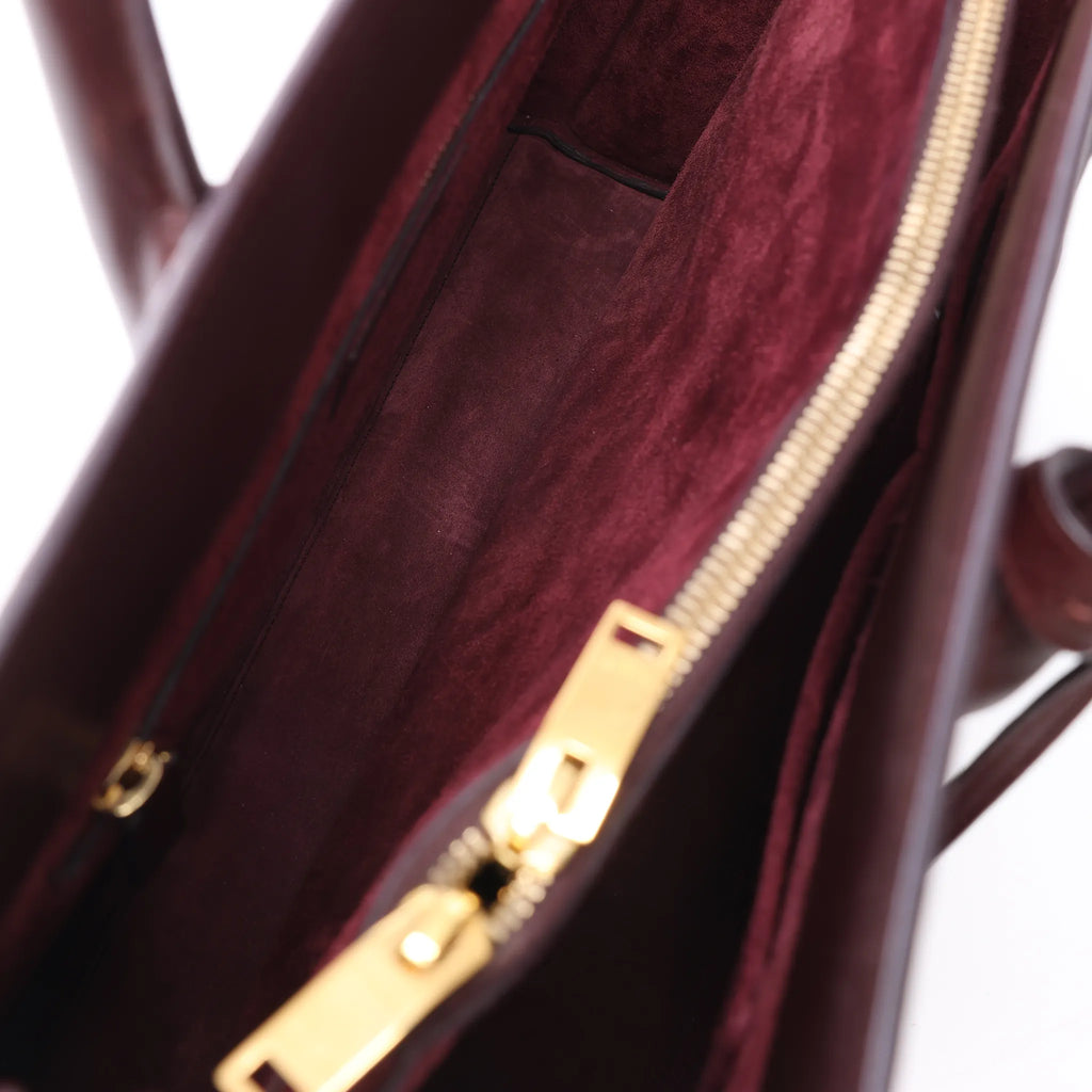 Saint Laurent Paris Sac de Jour Leather Handbag in Burgundy 347543