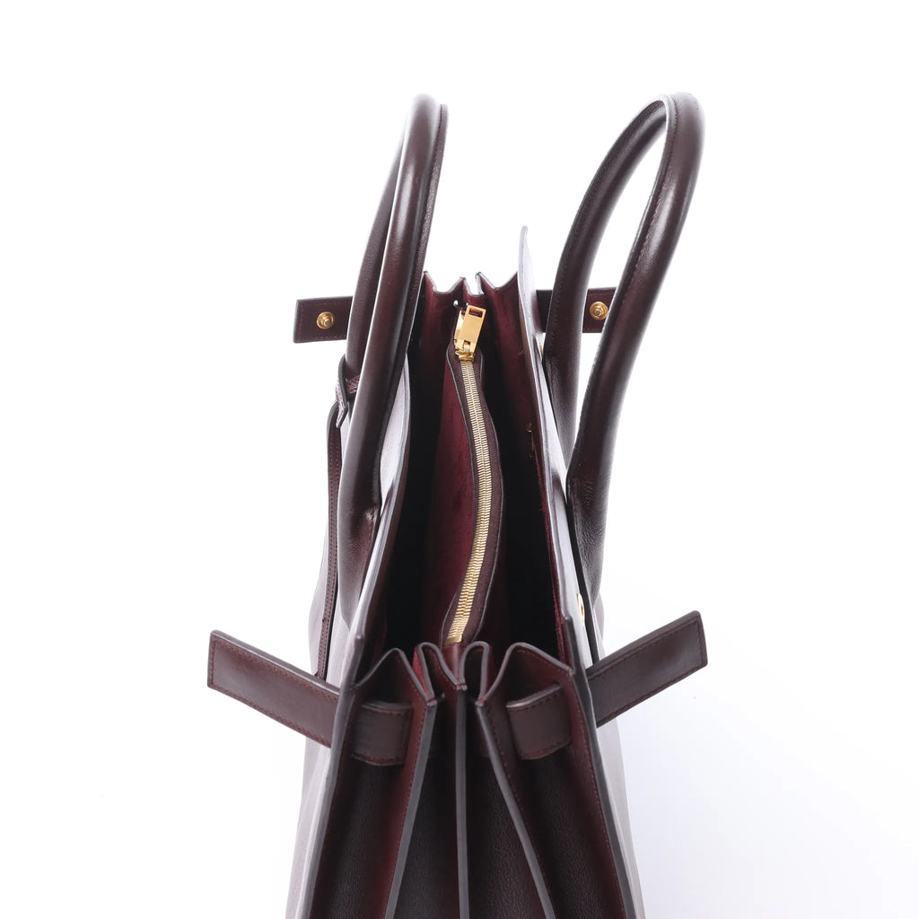 Saint Laurent Paris Sac de Jour Leather Handbag in Burgundy 347543