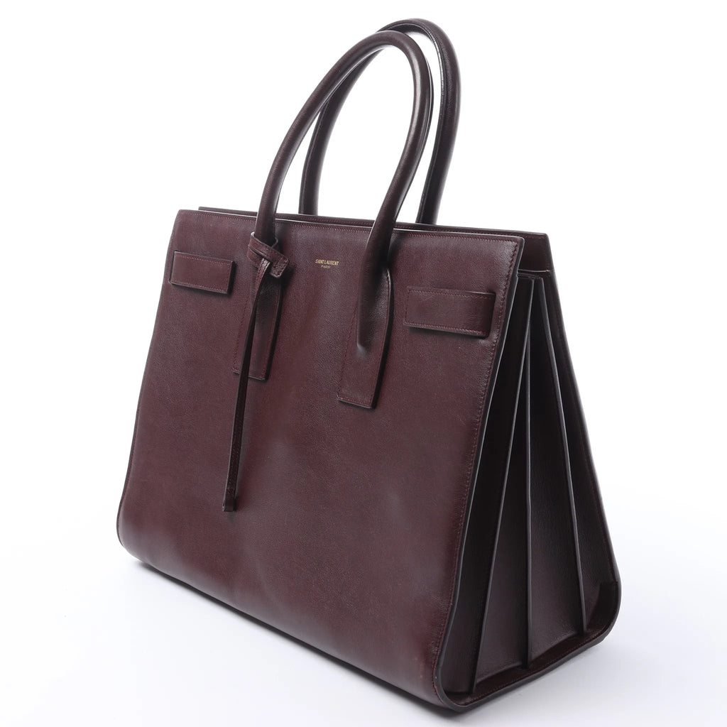 Saint Laurent Paris Sac de Jour Leather Handbag in Burgundy 347543
