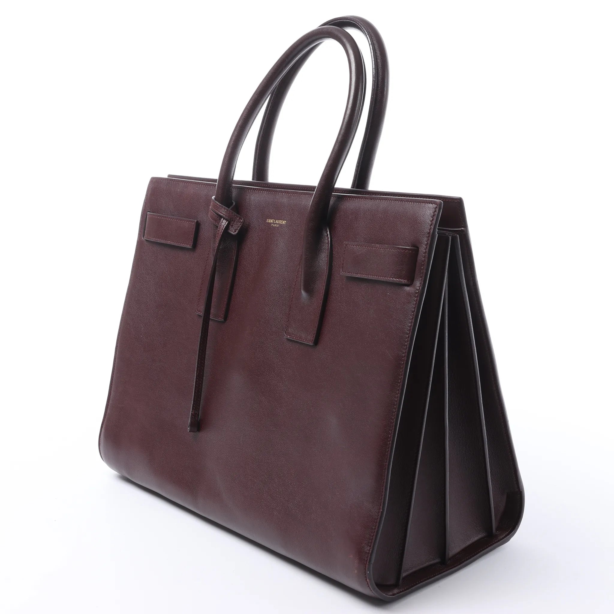 Saint Laurent Paris Sac de Jour Leather Handbag in Burgundy 347543