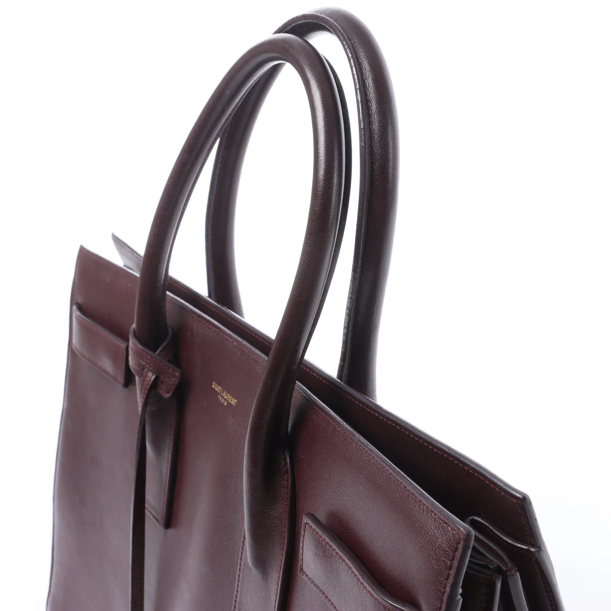 Saint Laurent Paris Sac de Jour Leather Handbag in Burgundy 347543
