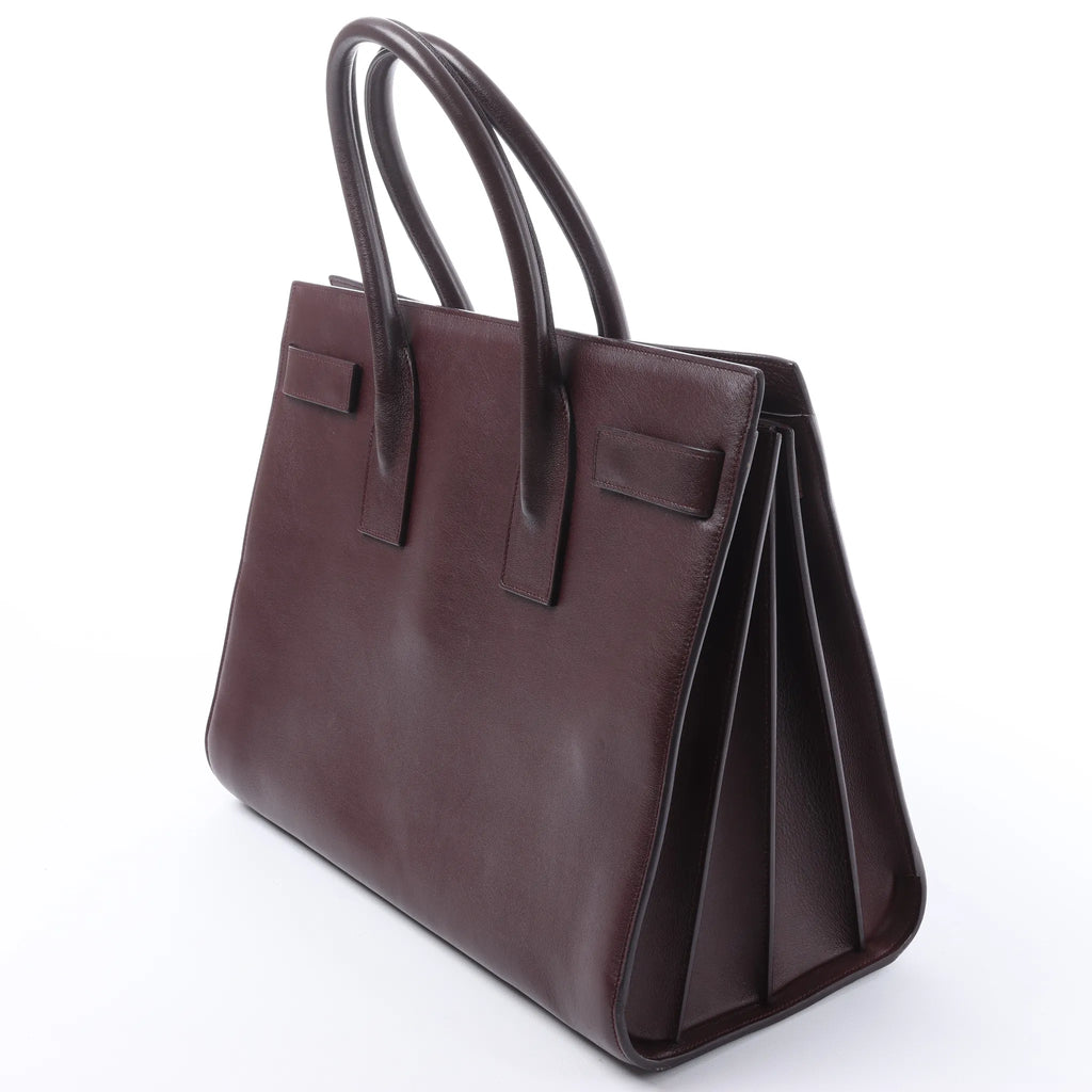 Saint Laurent Paris Sac de Jour Leather Handbag in Burgundy 347543