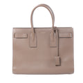 Brown Saint Laurent Sac de Jour grained leather tote bag with twin top handles, structured sides and gold-tone hardware.