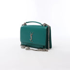Saint Laurent Paris Sunset Leather Chain Crossbody Bag in Green 442906