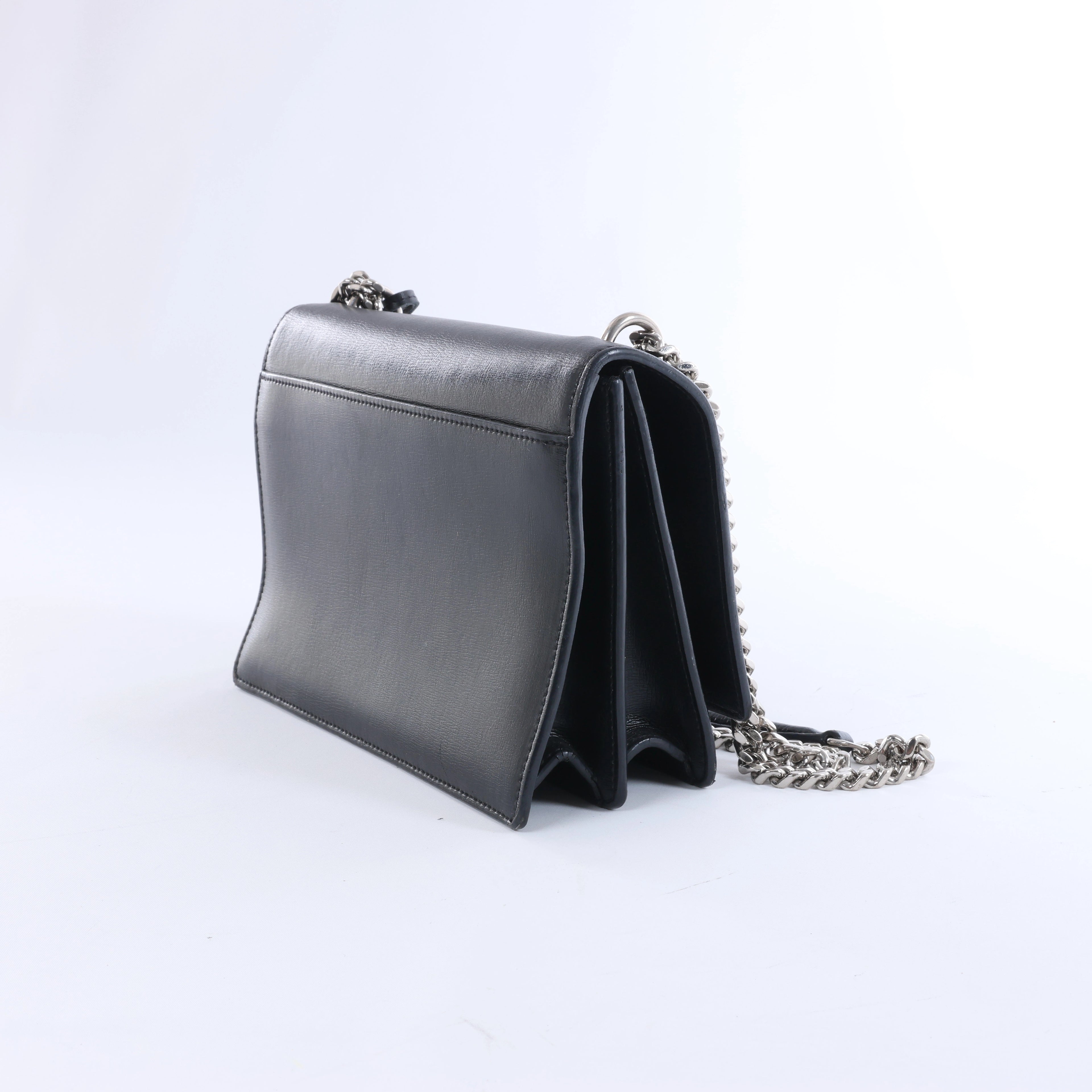 Saint Laurent Paris Sunset Leather Chain Crossbody Bag in Black 442906