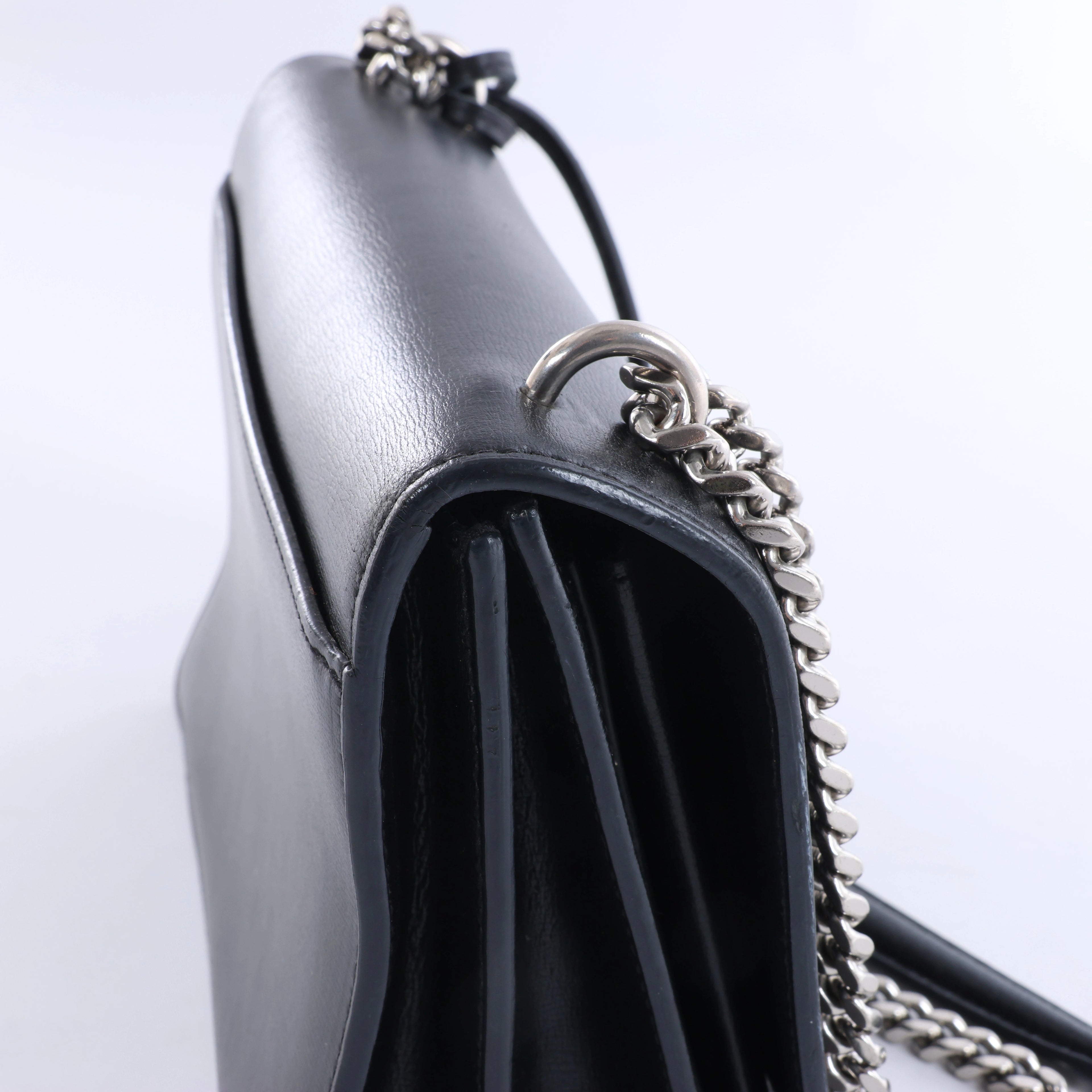 Saint Laurent Paris Sunset Leather Chain Crossbody Bag in Black 442906