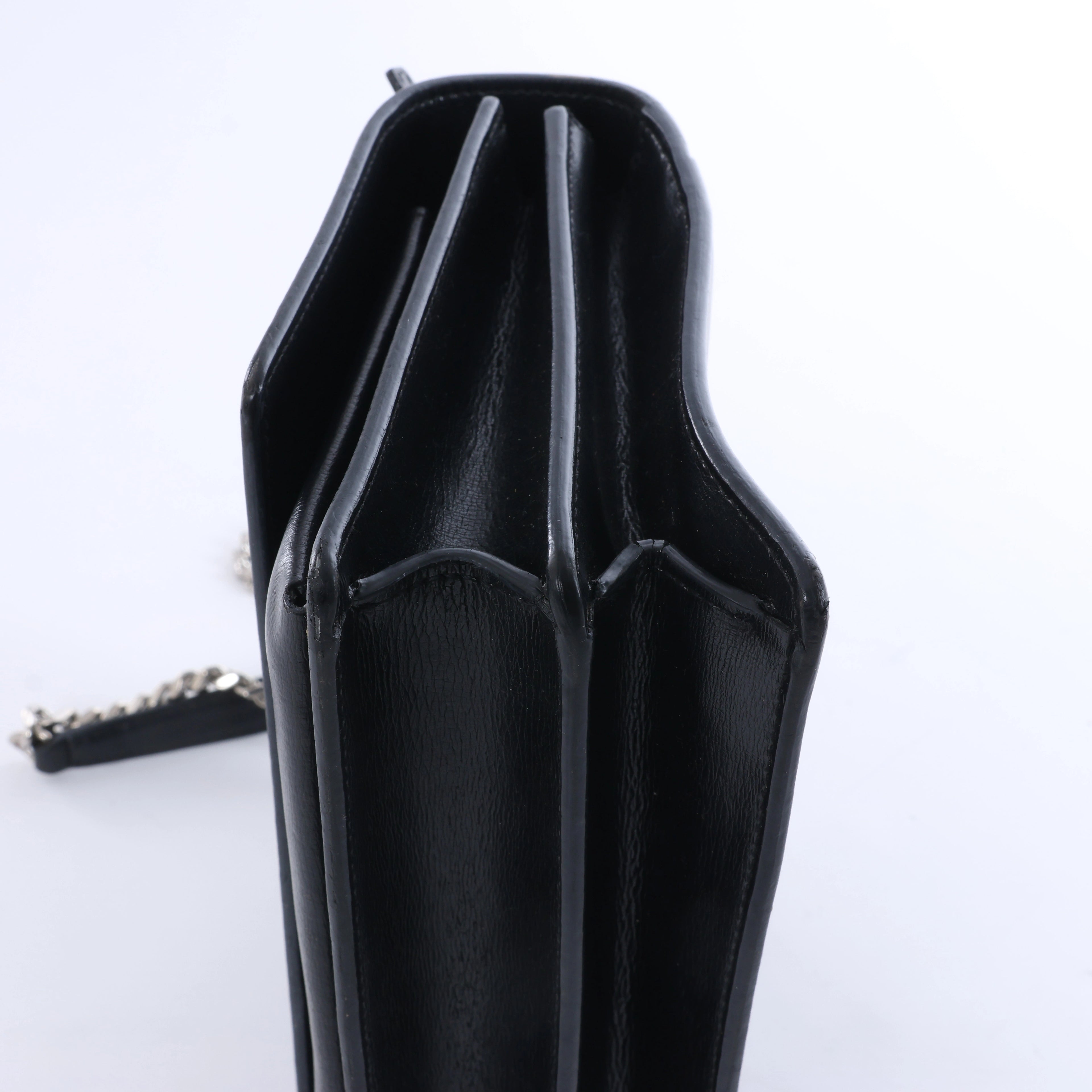 Saint Laurent Paris Sunset Leather Chain Crossbody Bag in Black 442906