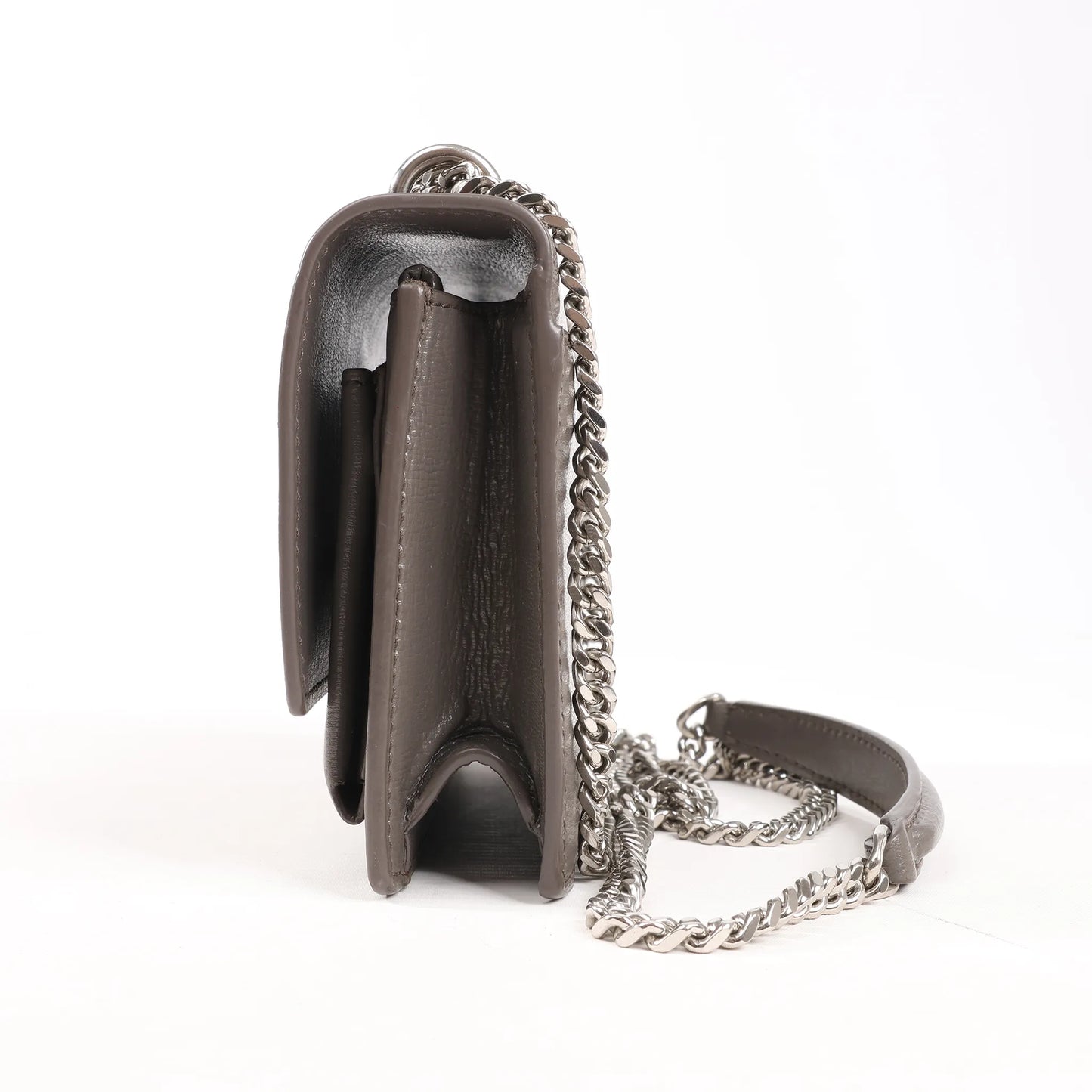 Sac bandoulière Saint Laurent Paris Sunset en cuir gris avec chaîne 452157