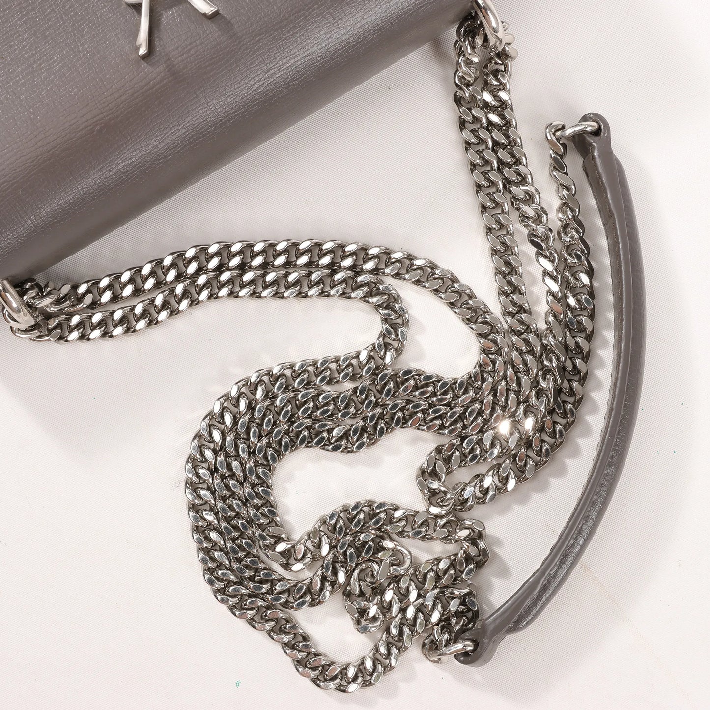 Saint Laurent Paris Sunset Leather Chain Shoulder Bag in Gray 452157