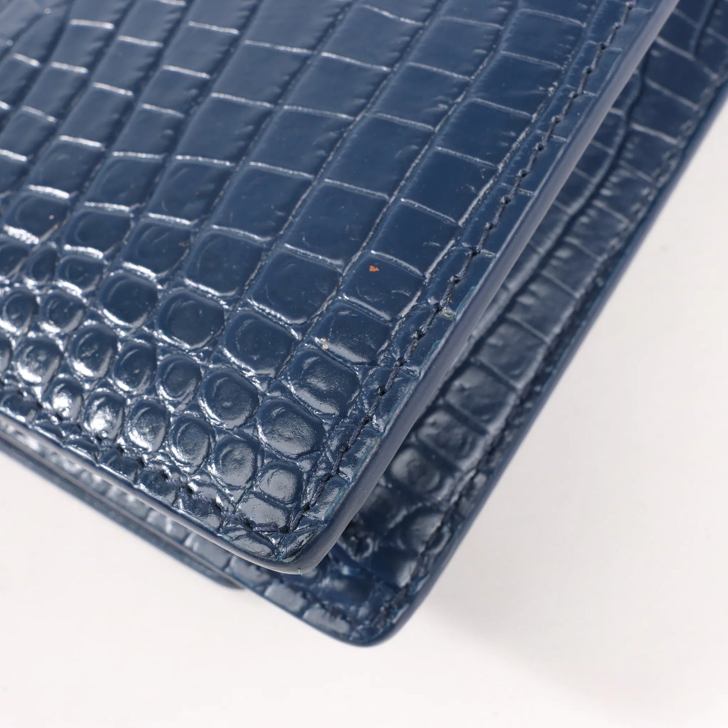 Saint Laurent Paris Sunset Mock Croc Shoulder Bag in Navy Blue 533026