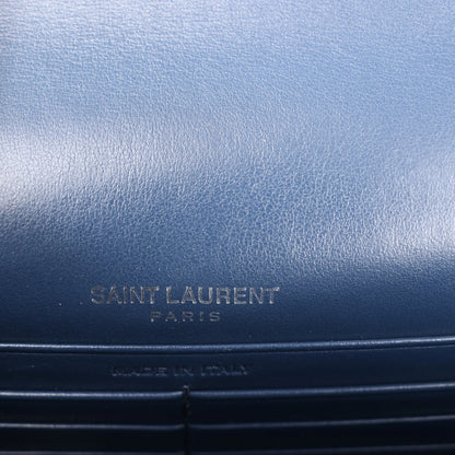 Saint Laurent Paris Sunset Mock Croc Shoulder Bag in Navy Blue 533026