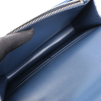 Saint Laurent Paris Sunset Mock Croc Shoulder Bag in Navy Blue 533026