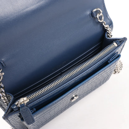 Saint Laurent Paris Sunset Mock Croc Shoulder Bag in Navy Blue 533026