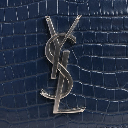 Saint Laurent Paris Sunset Mock Croc Shoulder Bag in Navy Blue 533026