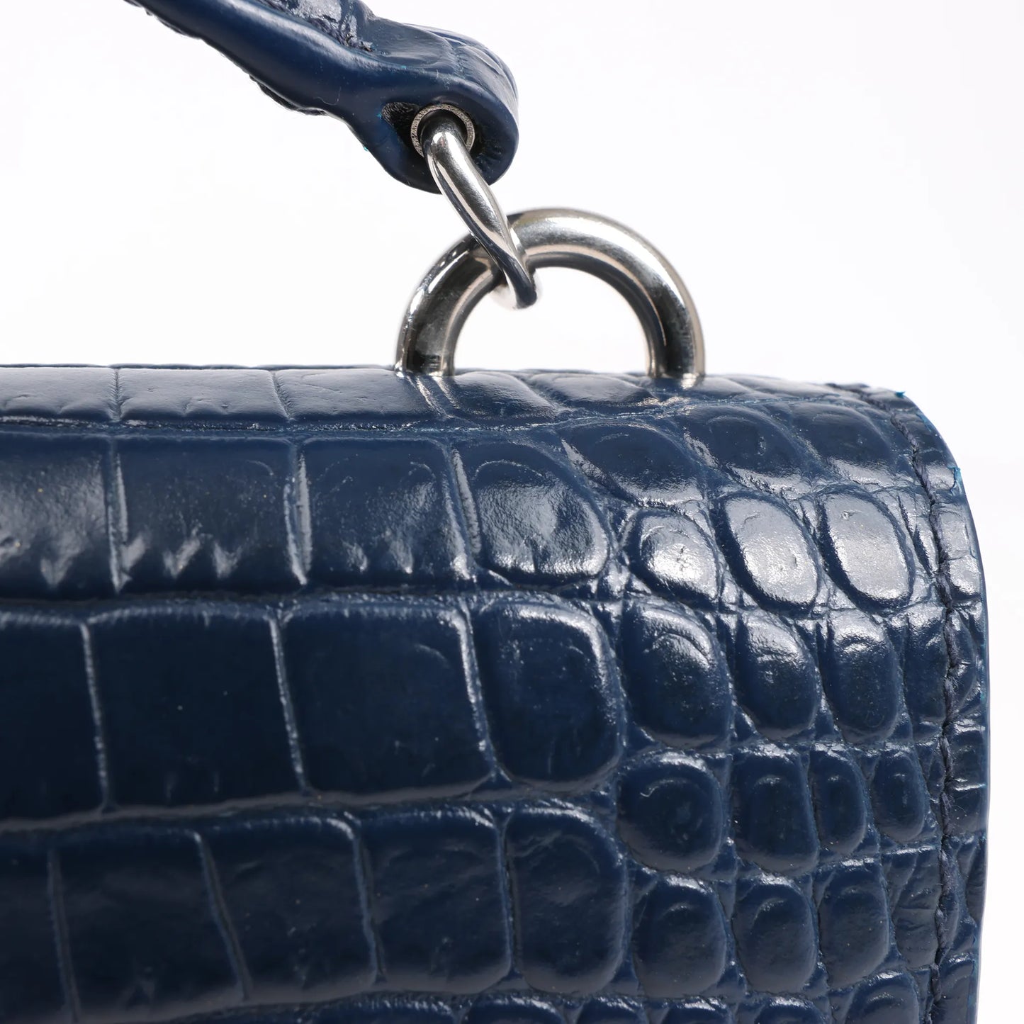 Saint Laurent Paris Sunset Mock Croc Shoulder Bag in Navy Blue 533026