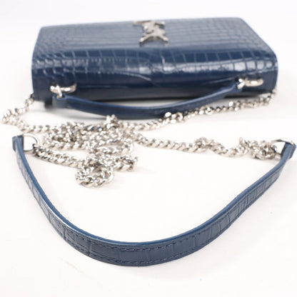 Saint Laurent Paris Sunset Mock Croc Shoulder Bag in Navy Blue 533026