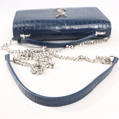 Saint Laurent Paris Sunset Mock Croc Shoulder Bag in Navy Blue 533026