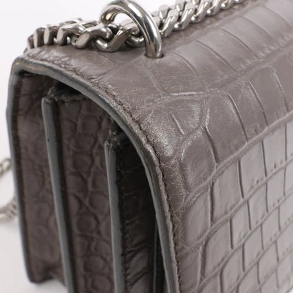 Saint Laurent Paris Sunset Medium Mock Croc Shoulder Bag in Gray 442906