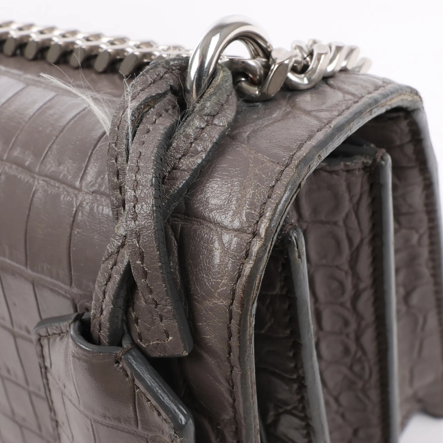 Saint Laurent Paris Sunset Medium Mock Croc Shoulder Bag in Gray 442906