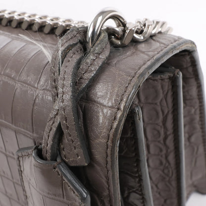 Saint Laurent Paris Sunset Medium Mock Croc Shoulder Bag in Gray 442906