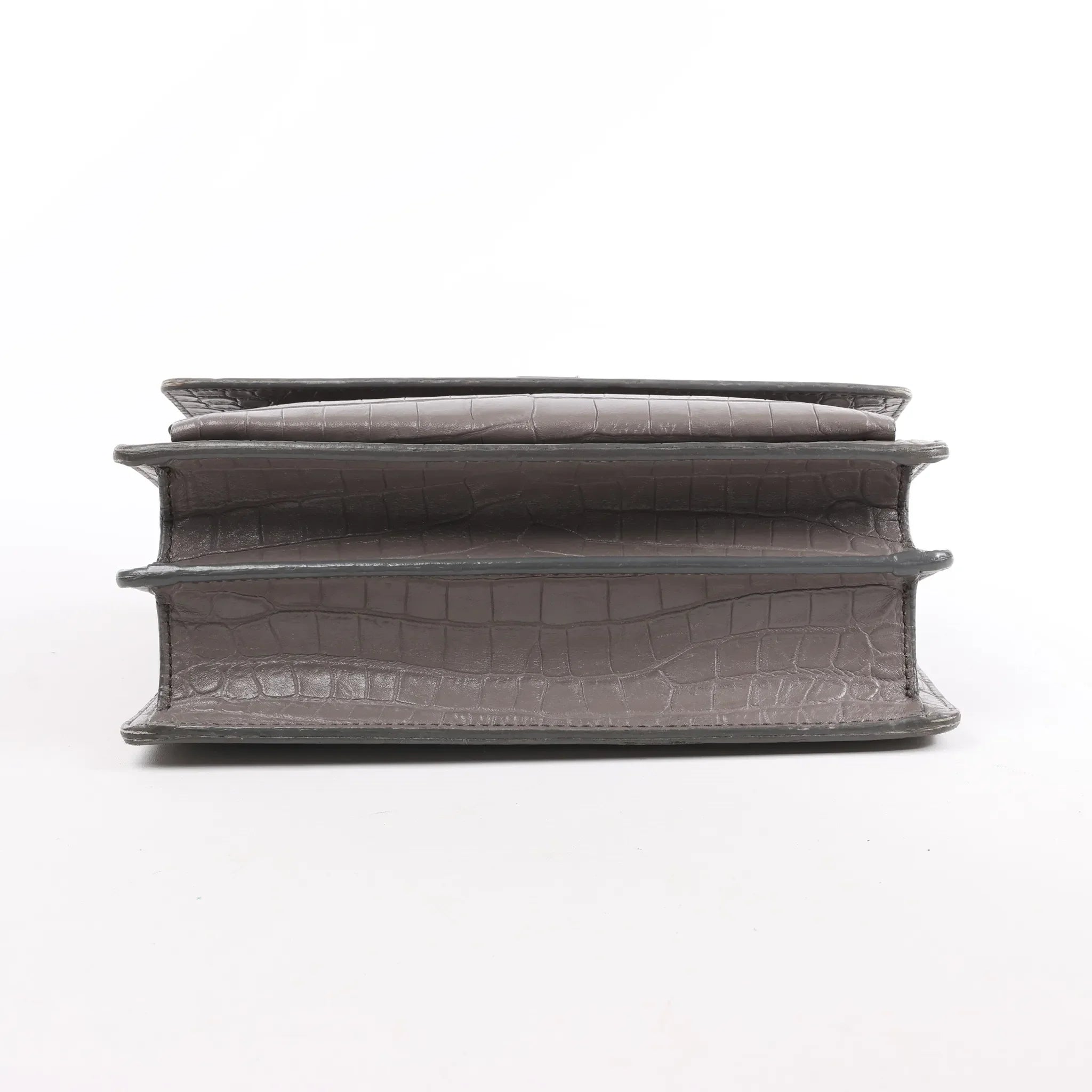Saint Laurent Paris Sunset Medium Mock Croc Shoulder Bag in Gray 442906