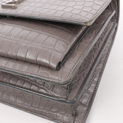 Saint Laurent Paris Sunset Medium Mock Croc Shoulder Bag in Gray 442906
