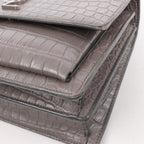 Saint Laurent Paris Sunset Medium Mock Croc Shoulder Bag in Gray 442906