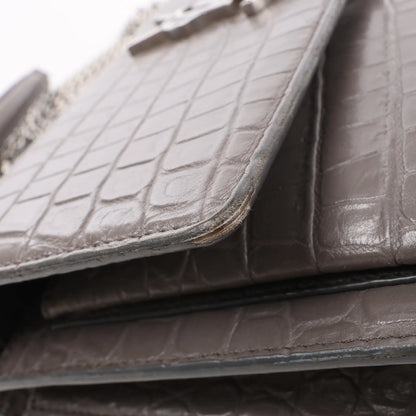 Saint Laurent Paris Sunset Medium Mock Croc Shoulder Bag in Gray 442906