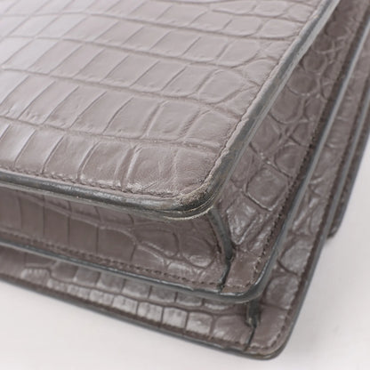 Saint Laurent Paris Sunset Medium Mock Croc Shoulder Bag in Gray 442906