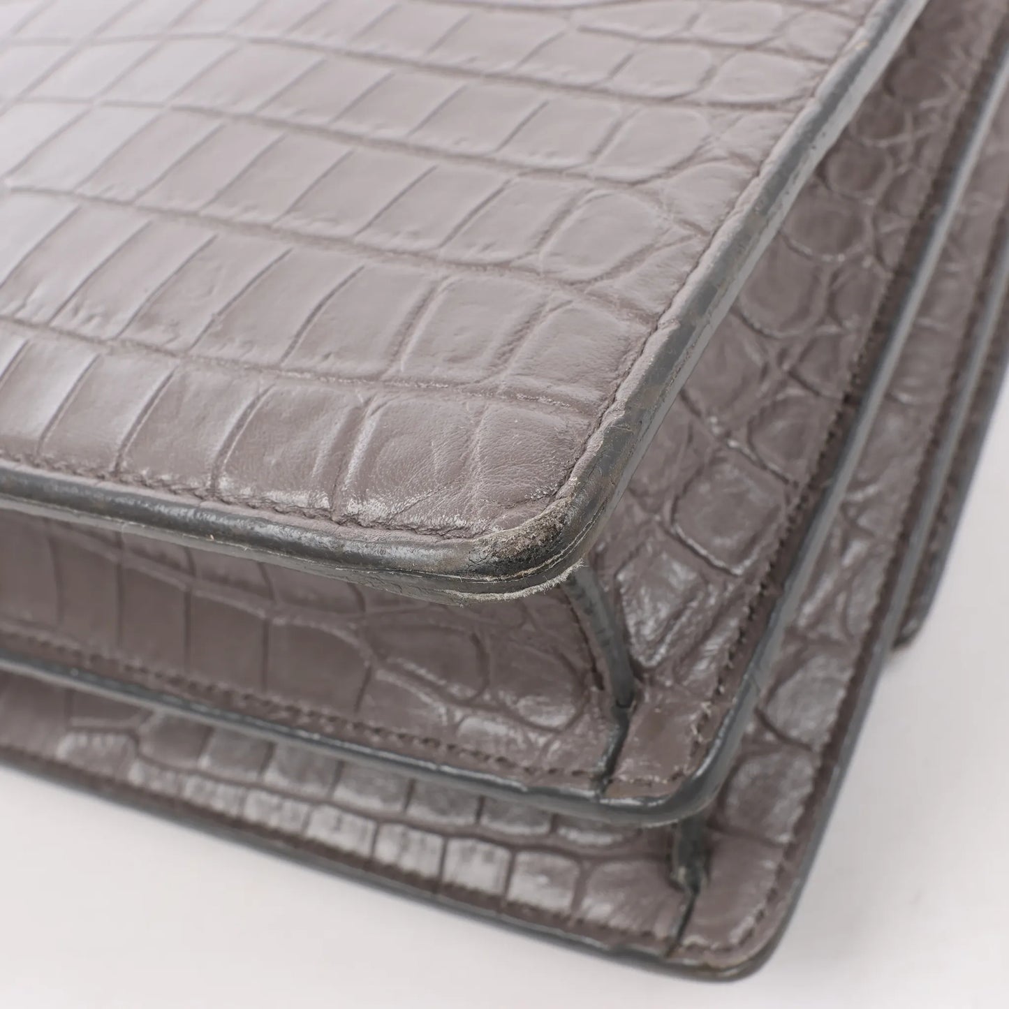 Saint Laurent Paris Sunset Medium Mock Croc Shoulder Bag in Gray 442906