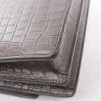 Saint Laurent Paris Sunset Medium Mock Croc Shoulder Bag in Gray 442906