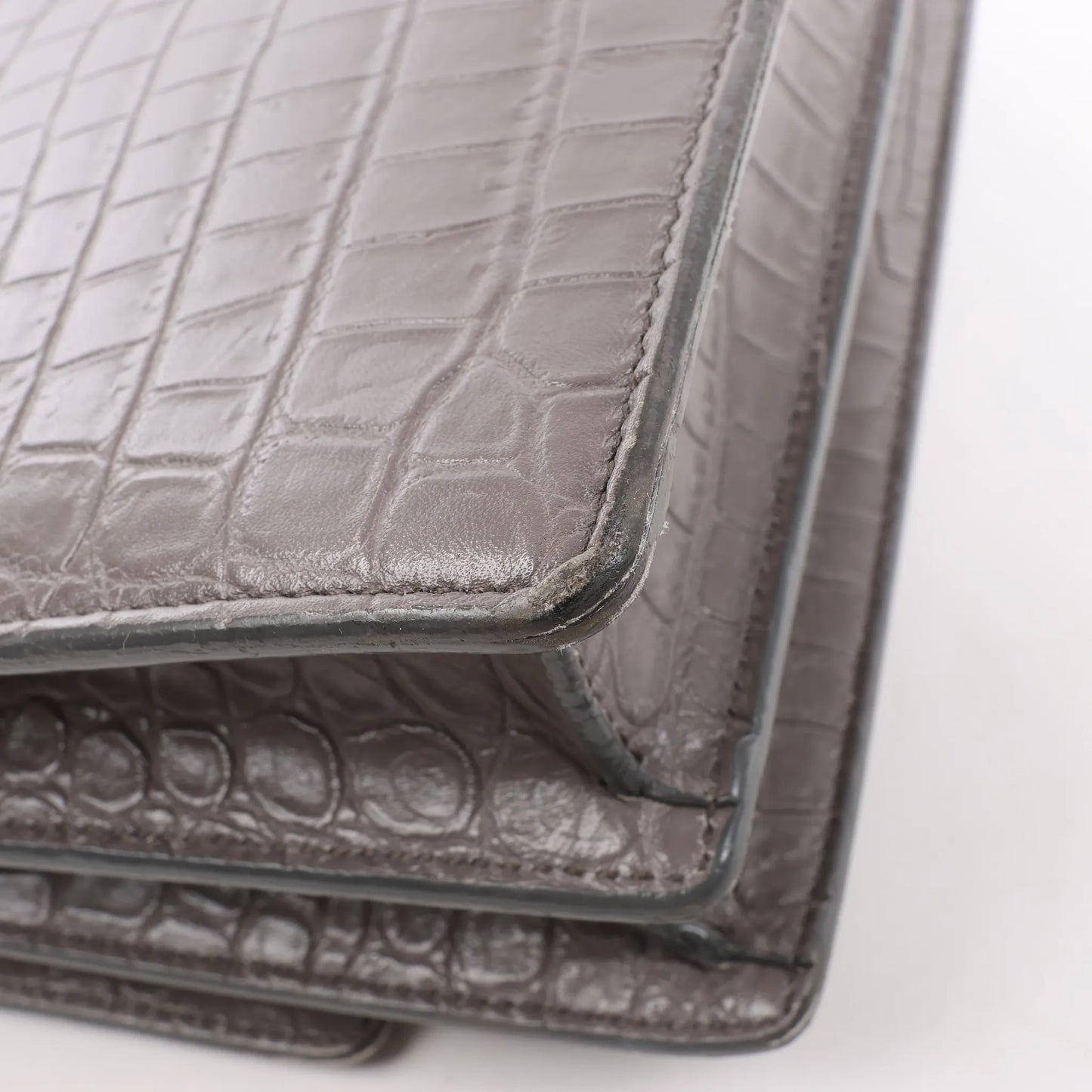 Saint Laurent Paris Sunset Medium Mock Croc Shoulder Bag in Gray 442906