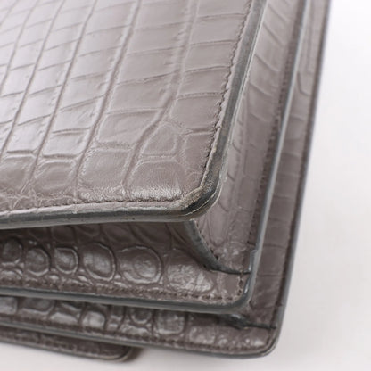 Saint Laurent Paris Sunset Medium Mock Croc Shoulder Bag in Gray 442906