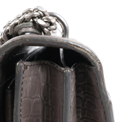 Saint Laurent Paris Sunset Medium Mock Croc Shoulder Bag in Gray 442906