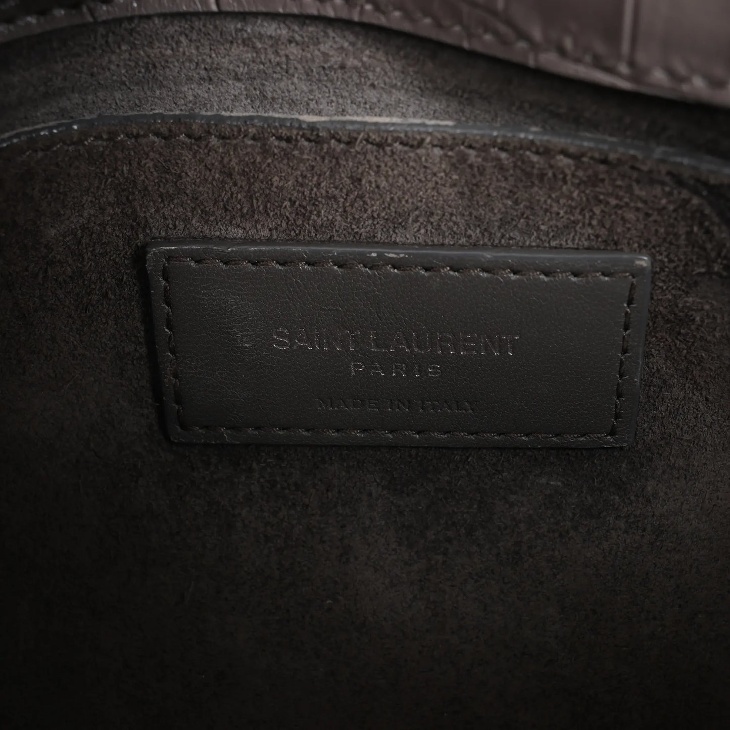 Saint Laurent Paris Sunset Medium Mock Croc Shoulder Bag in Gray 442906