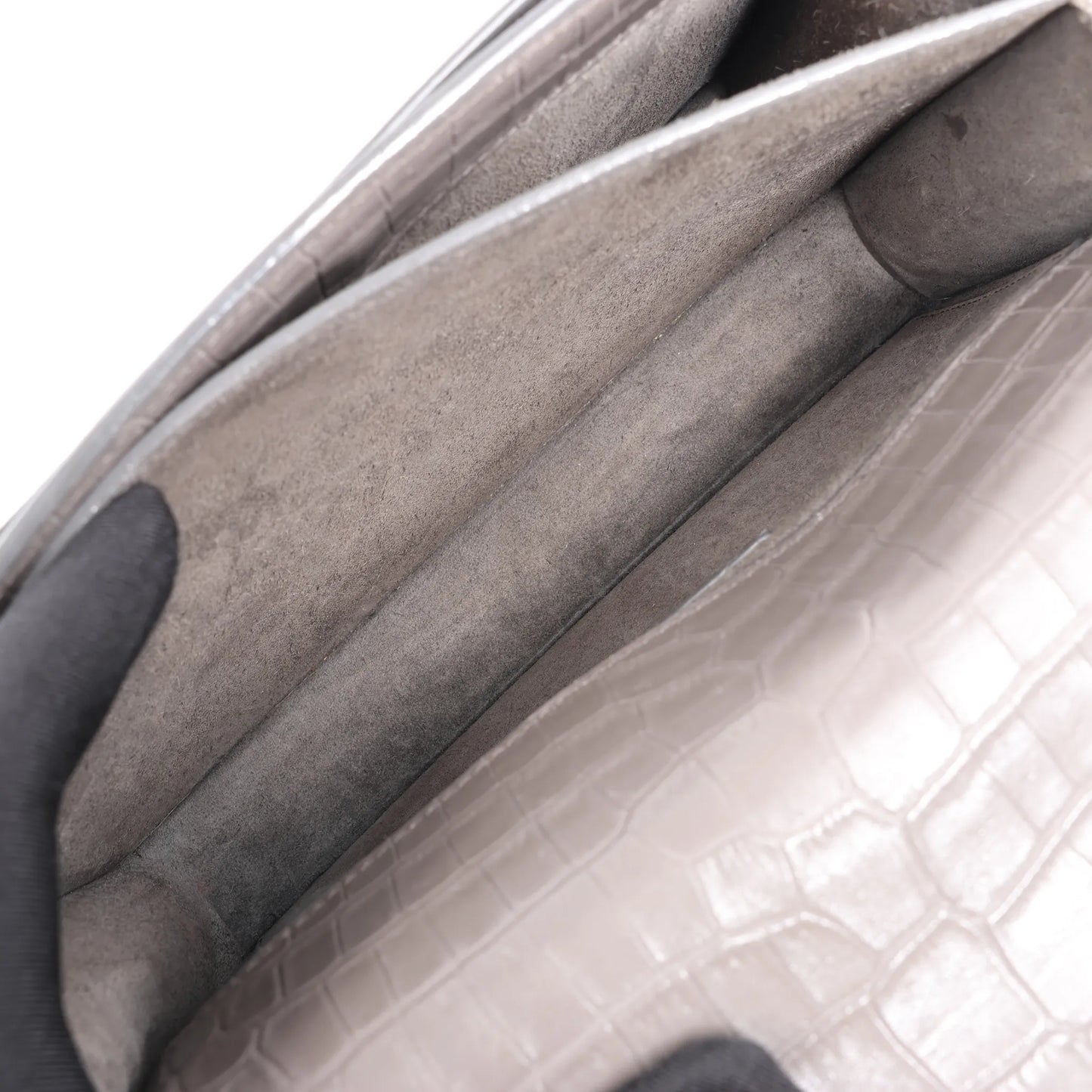 Saint Laurent Paris Sunset Medium Mock Croc Shoulder Bag in Gray 442906