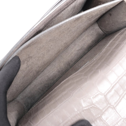 Saint Laurent Paris Sunset Medium Mock Croc Shoulder Bag in Gray 442906