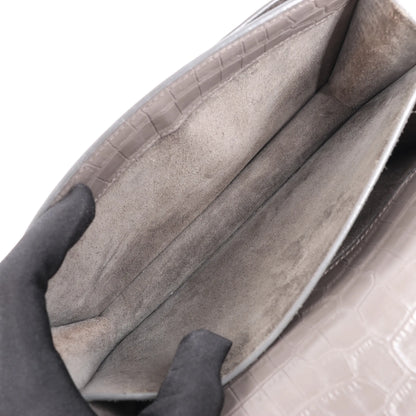 Saint Laurent Paris Sunset Medium Mock Croc Shoulder Bag in Gray 442906