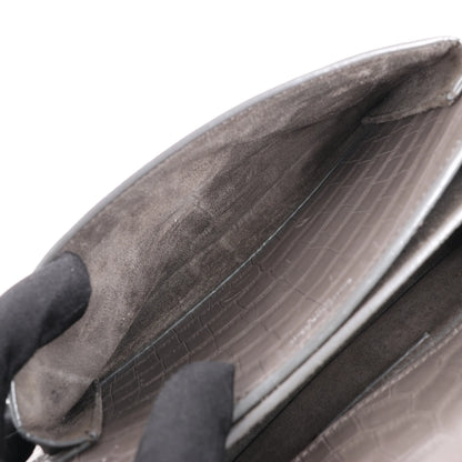 Saint Laurent Paris Sunset Medium Mock Croc Shoulder Bag in Gray 442906