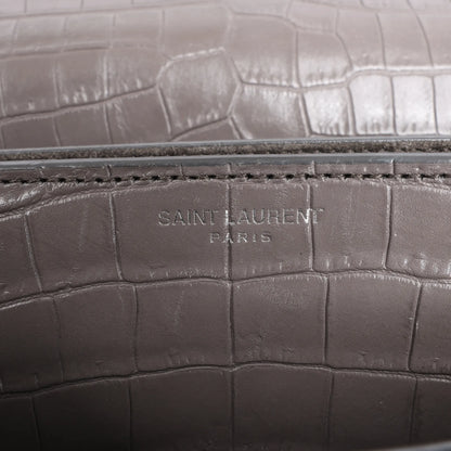 Saint Laurent Paris Sunset Medium Mock Croc Shoulder Bag in Gray 442906