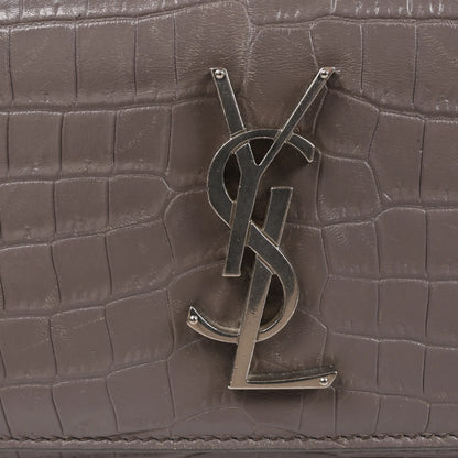 Saint Laurent Paris Sunset Medium Mock Croc Shoulder Bag in Gray 442906