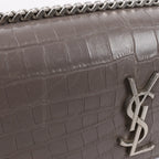 Saint Laurent Paris Sunset Medium Mock Croc Shoulder Bag in Gray 442906