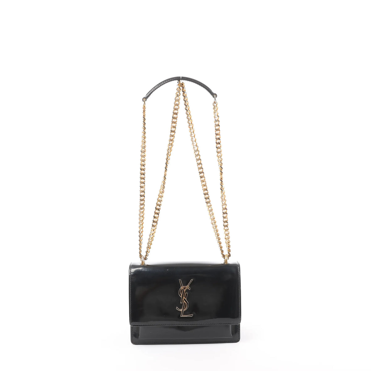 Saint Laurent Paris Sunset Small Patent Leather Crossbody Bag in Black 441972