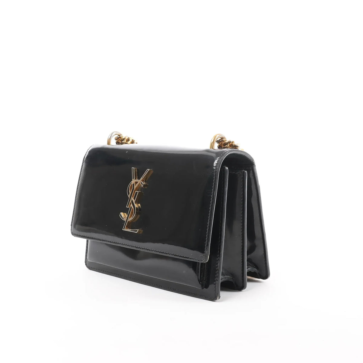 Saint Laurent Paris Sunset Small Patent Leather Crossbody Bag in Black 441972