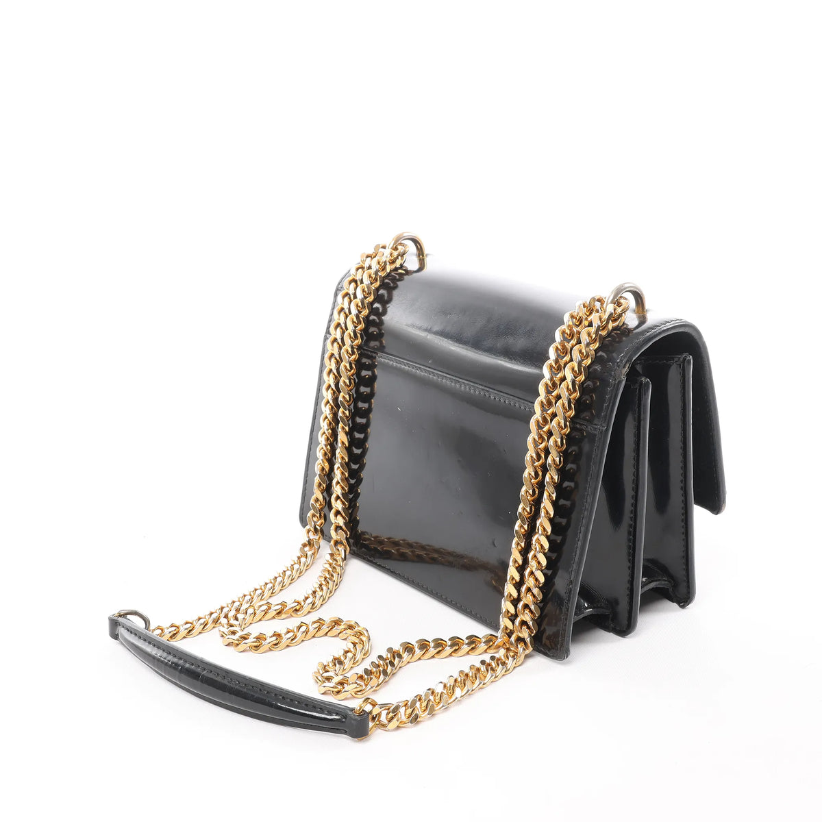 Saint Laurent Paris Sunset Small Patent Leather Crossbody Bag in Black 441972