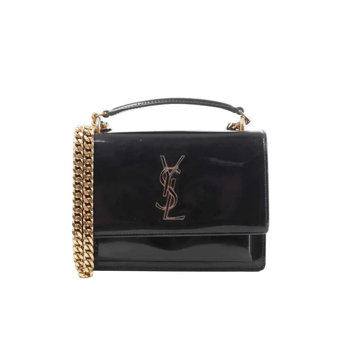 Saint Laurent Paris Sunset Small Patent Leather Crossbody Bag in Black 441972