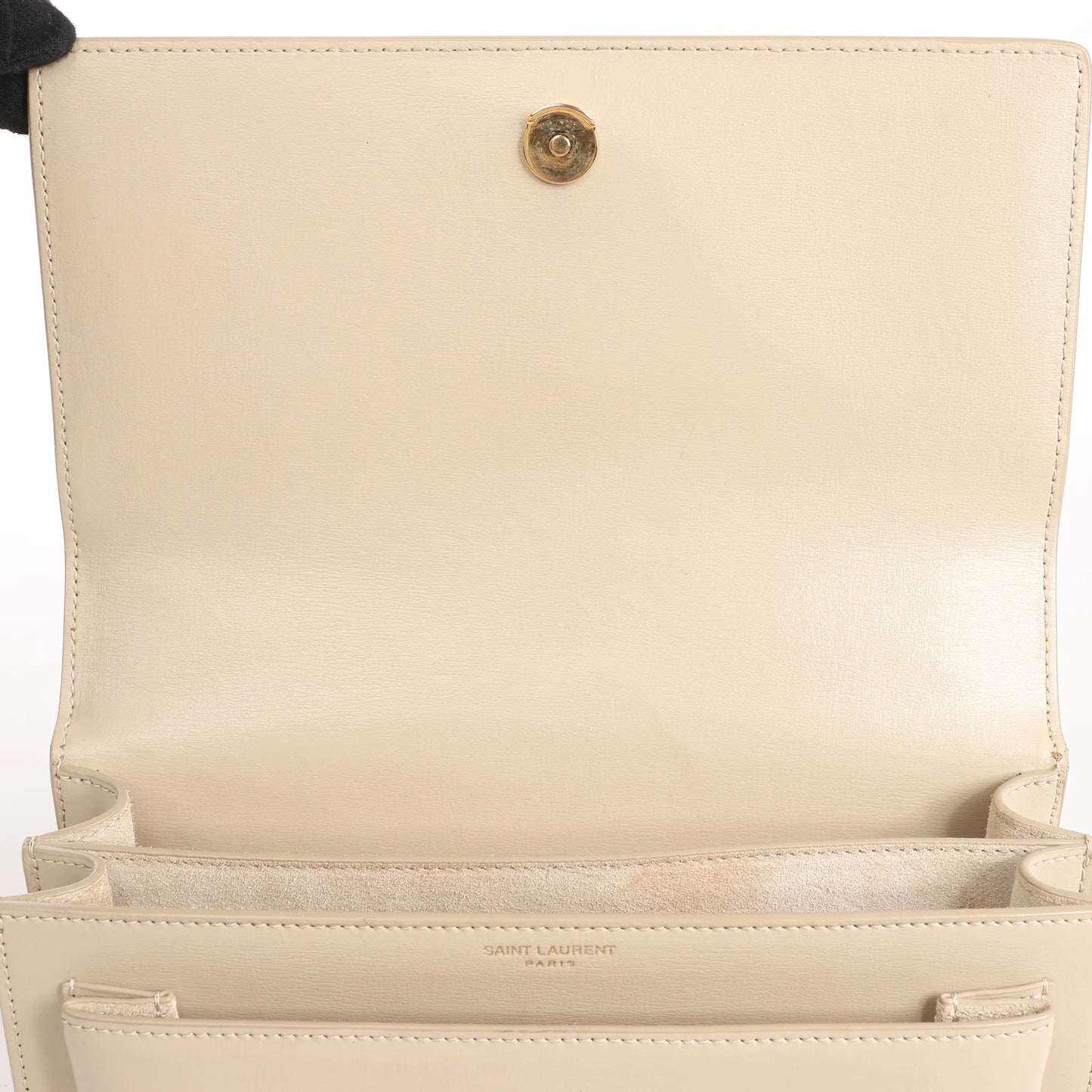 Saint Laurent Paris Sunset Medium Leather x Suede Shoulder Bag in Beige 442906