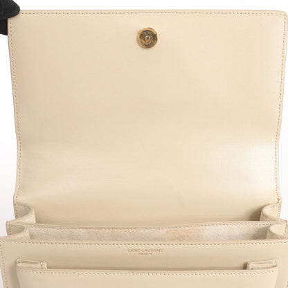 Saint Laurent Paris Sunset Medium Leather x Suede Shoulder Bag in Beige 442906