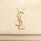 Saint Laurent Paris Sunset Medium Leather x Suede Shoulder Bag in Beige 442906