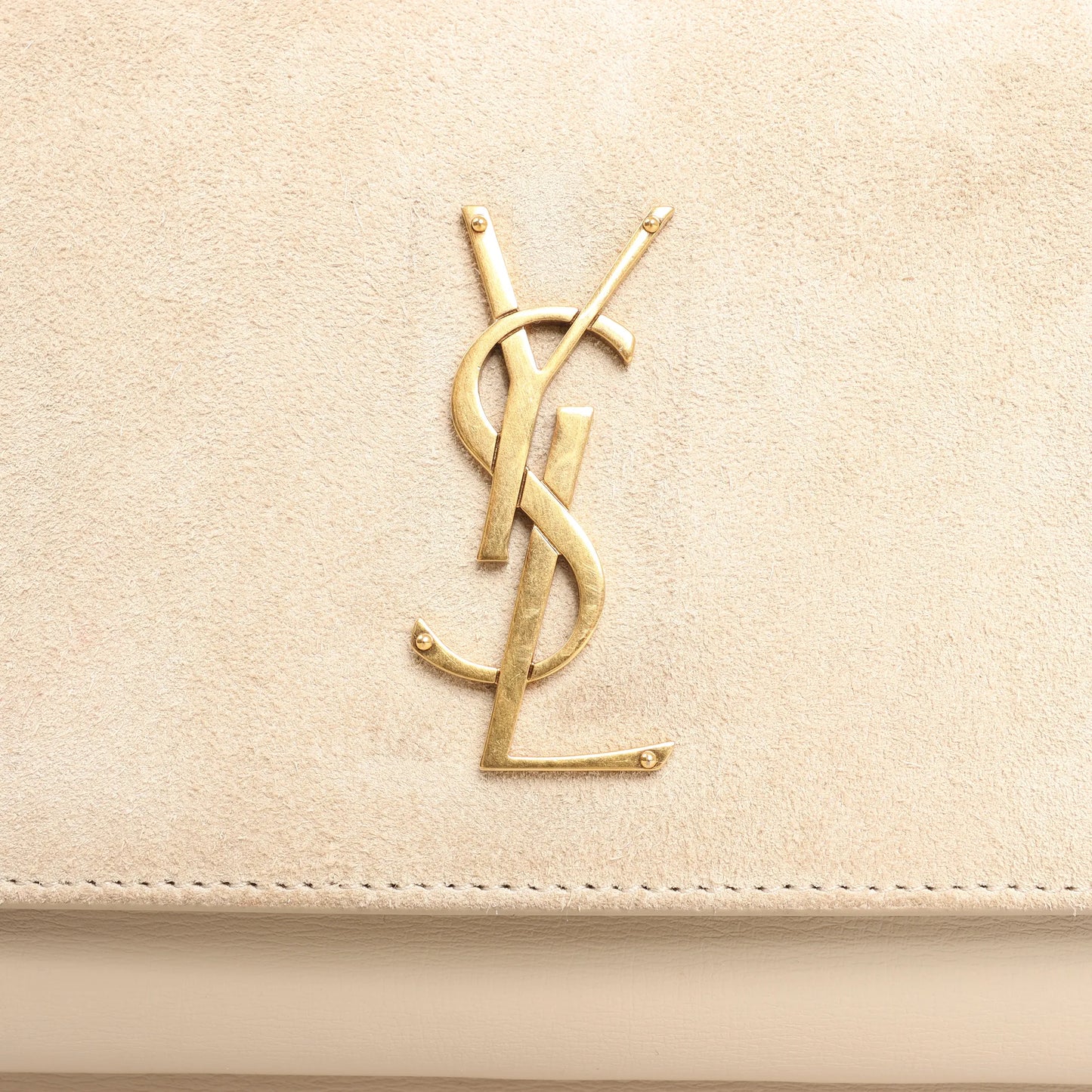 Saint Laurent Paris Sunset Medium Leather x Suede Shoulder Bag in Beige 442906
